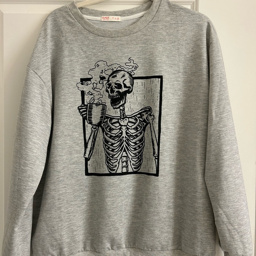Gray Skeleton Graphic Sweatshirt